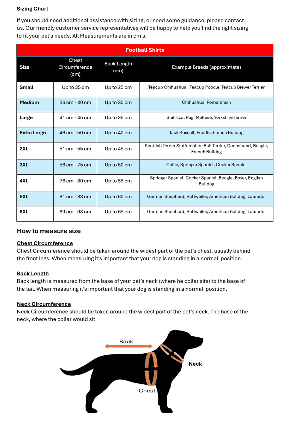 England shirt sizing chart
