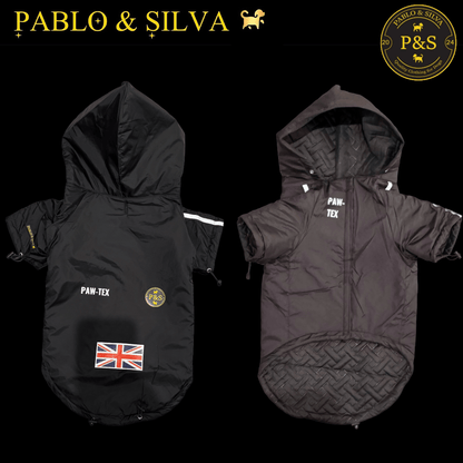 Front and back view of the 'Pablo & Silva' waterproof winter jacket