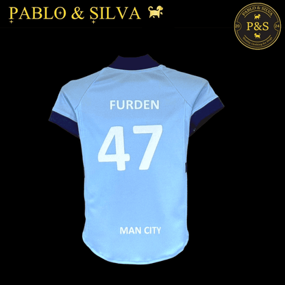 Man City shirt with 'FURDEN 47' and 'MAN CITY' text, branded with 'Pablo & Silva'.