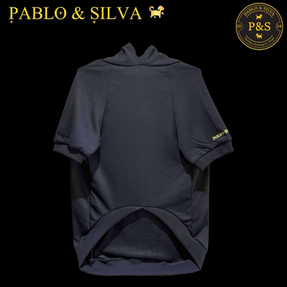 The front of the hoodie with 'Pablo & Silva' branding on a black background