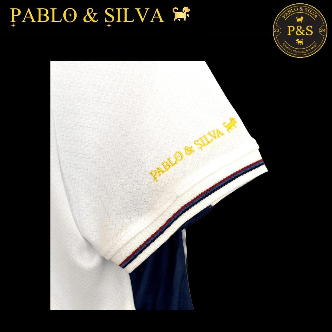 Embroidered sleeve detail of the white England shirt 